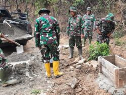 Untuk Bangunan Gorong-Gorong Kuat Dan Kokoh, Satgas TMMD Bangun Leneng