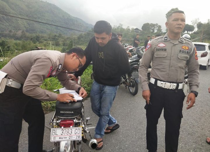 Satlantas Polres Aceh Tengah Amankan 27 Kendaraan Berknalpot Brong Dari Lokasi Balap Liar.