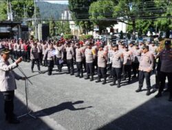 Kapolres Aceh Tengah Pimpin Langsung Apel Kesiapan Pengamanan Aksi Unjuk Rasa Warga Serule