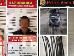 Dua Pria Dibekuk Satreskrim Polres Aceh Tengah, Diduga Melakukan Pencurian Kabel PLN di Kecamatan Linge